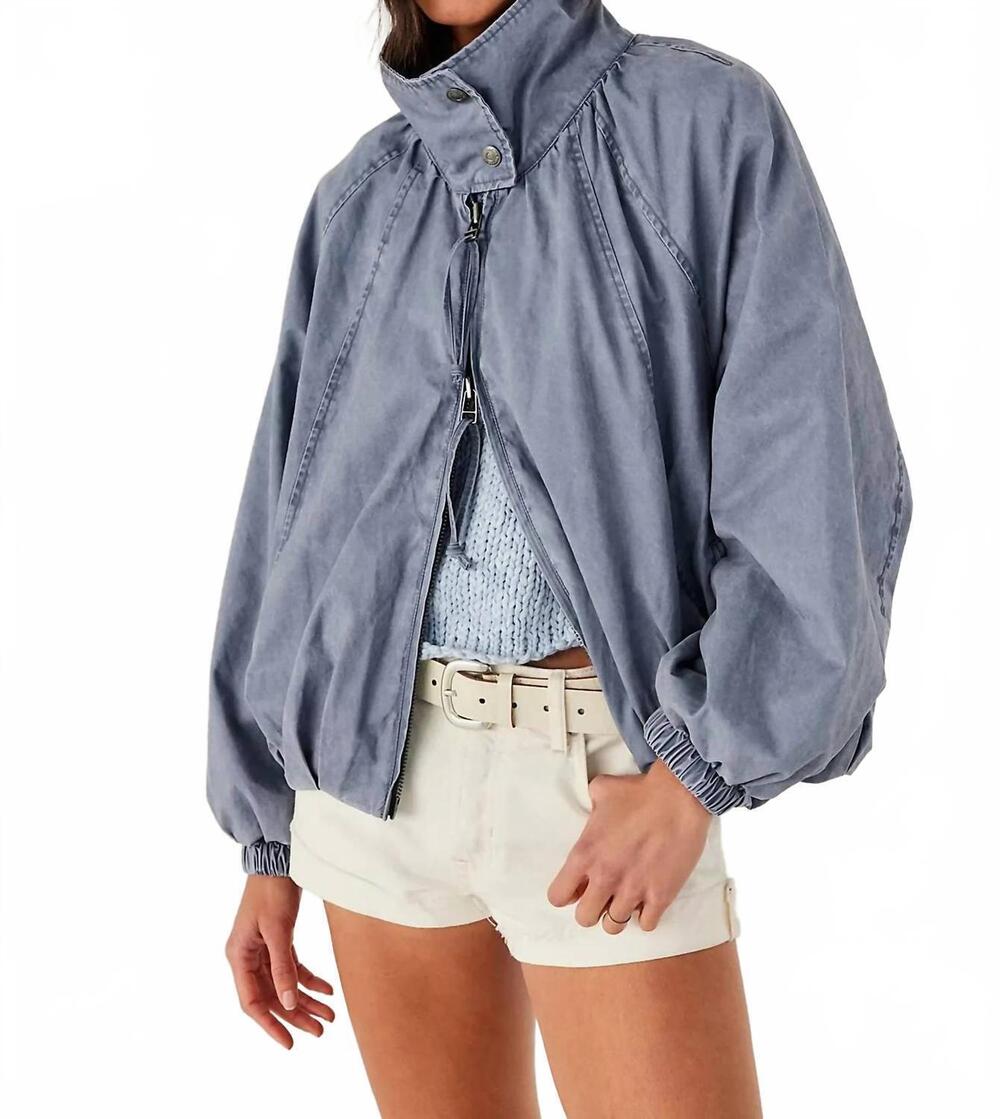 NEW FREE PEOPLE chelsea funnel-neck jacket in flint stone